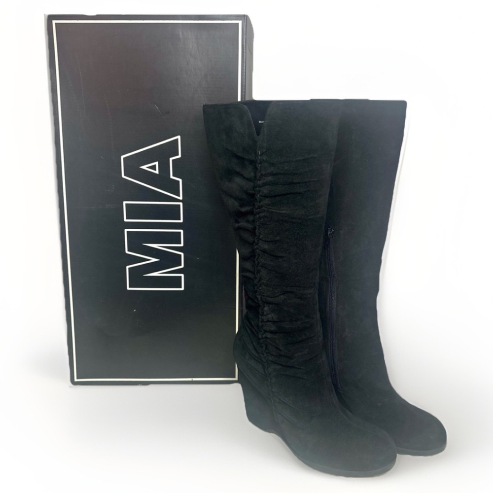 MIA Black Knee High Suede Gelato Heeled Riding Boots US Women’s Size 7 NWB